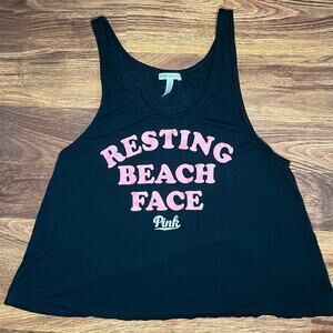 Victoria’s Secret Pink Resting Beach Face Vacation Summer Tank Top Size Small